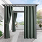 RYB HOME Outdoor Curtains for Patio Waterproof Block Sunlight Thermal Insulated Privacy Assured Thick Outside Curtains for Pergola, Deck, Gazebo, W52 x L90, Dark Green, 1 Panel