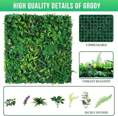 Artificial Boxwood Hedge Panels, 12 Pack 20x20 Inch HDPE Greenery