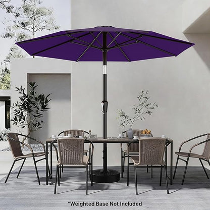 AreShark 9 FT Patio Umbrella for Outdoor, Outdoor Table Umbrella with Push Button Tilt and Crank, Outdoor Patio Umbrellas with 8 Sturdy Ribs for Market, Garden, Pool (Dark Purple)
