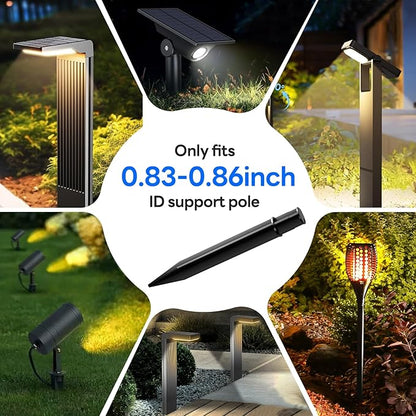 8 Pack Reinforced Ground Stakes, 0.83" x 8.27" Solar Lights Spikes, ABS Plastic Replacement Nails for Solar Pathway Lights Spot Lights Torch Lights Garden Lights