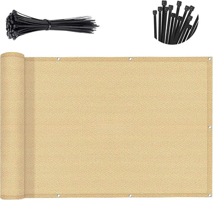 SUNNY GUARD 3'x16' Sand Yellow Balcony Privacy Screen Fence, Apartments Railing by SUNNYGUARD