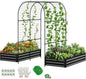 DoCred 3 in 1 Raised Garden Bed with 87in Tall Arch Trellis for Climbing Plants, Galvanized Planter Garden Box Outdoor for Gardening, Climbing Vegetables, Flower, Black