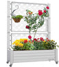 YITAHOME 43.3x17.7x61 in Planter Trellis Box with Wheels & Drain Plug, Outdoor Resin Raised Garden Bed for Climbing Plants, Large Weather-Resistant Design, Grayish-White
