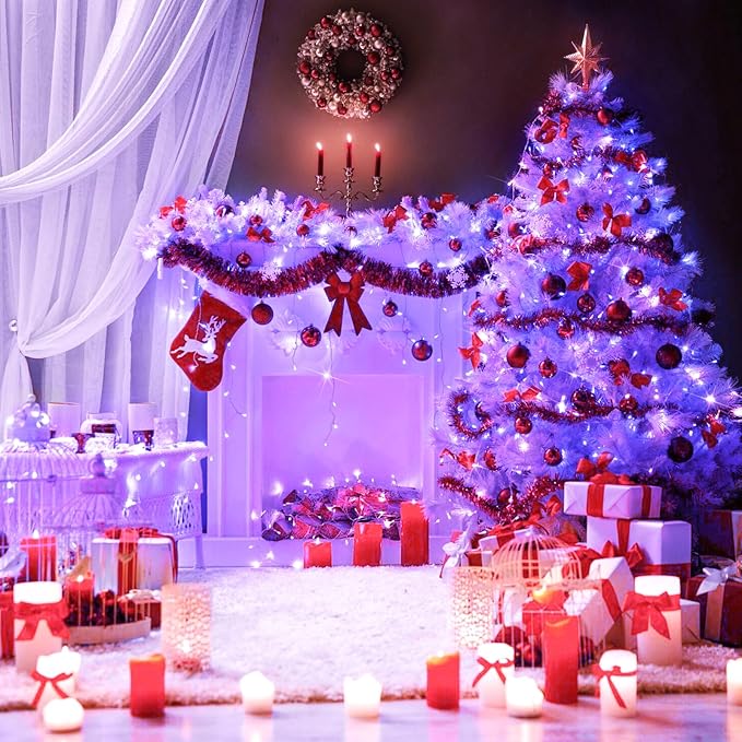 String Lights, 168 ft Purple 600 LED Outdoor with Remote