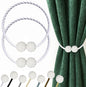 Hion Magnetic Curtain Tiebacks White 2pcs, Curtain Tiebacks Buckles Holdbacks Holders Hooks Clip for Home Bedroom Office Decorative Curtain