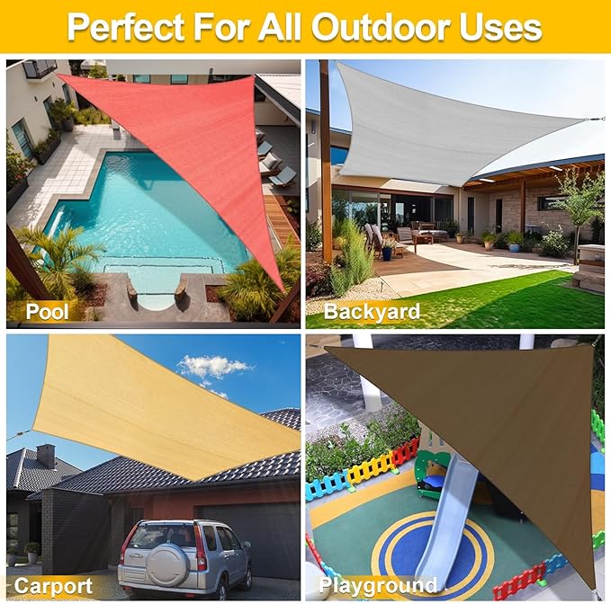 KANAGAWA Sun Shade Sail 13'x20' Brown Rectangle UV Block Canopy Awning Shelter Fabric Cloth Screen for Outdoor Patio Garden Backyard