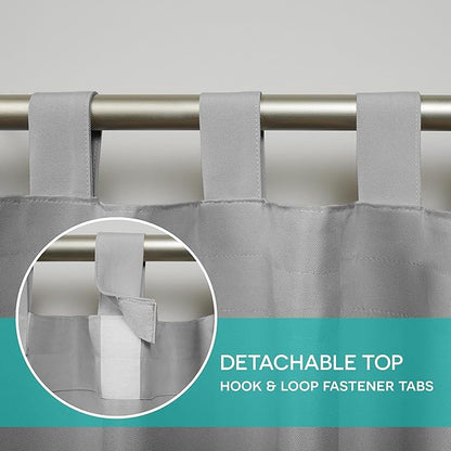 Exclusive Home Cabana Solid Indoor/Outdoor Light Filtering Hook-and-Loop Tab Top Curtain Panel Pair, 54"x120", Cloud Grey