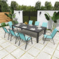 Patio Dining Chairs, Set of 8 Stackable Textilene Mesh in Light Blue