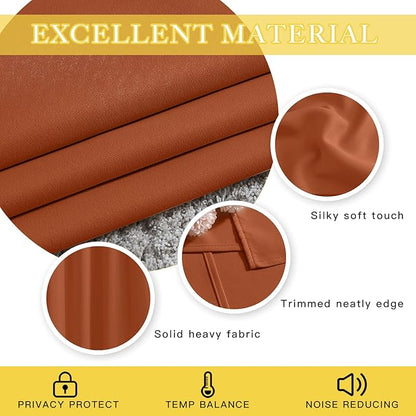 NICETOWN Room Divider Curtain 84 inch Length, Grommet Privacy & Noise Reducing Room Divider Thermal Insulated Window Drape for Sliding Glass Door (1 Panel, Burnt Orange, W80 x L84)