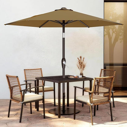 AreShark 7.5FT Patio Umbrella Table Market Umbrella with 6 Sturdy Ribs, Button Tilt/Crank, Heavy-Duty Outdoor Umbrellas for Pool, Deck, Garden and Backyard, Khaki