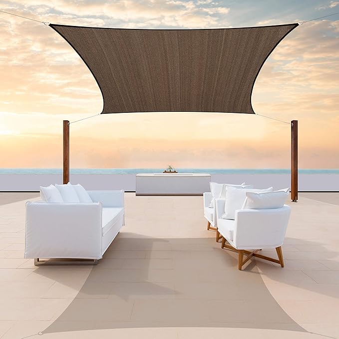 ColourTree TAPR1616 Custom Size 17' x 21' Brown Sun Shade Sail Canopy UV Block UPF50 Rectangle - Commercial Standard Heavy Duty - 190 GSM - 3 Years Warranty