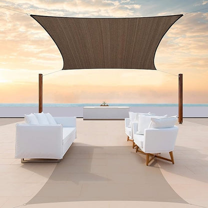 ColourTree TAPR1616 Custom Size 10' x 15' Brown Sun Shade Sail Canopy UV Block UPF50 Rectangle - Commercial Standard Heavy Duty - 190 GSM - 3 Years Warranty