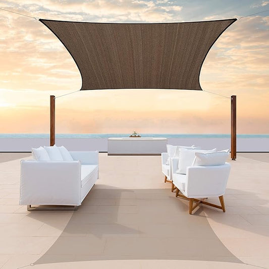ColourTree TAPR1616 Custom Size 9' x 22' Brown Sun Shade Sail Canopy UV Block UPF50 Rectangle - Commercial Standard Heavy Duty - 190 GSM - 3 Years Warranty
