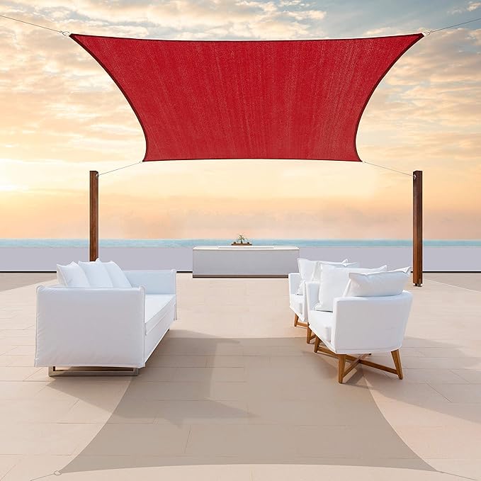 ColourTree TAPR1616 Custom Size 11' x 14' Red Sun Shade Sail Canopy UV Block UPF50 Rectangle - Commercial Standard Heavy Duty - 190 GSM - 3 Years Warranty