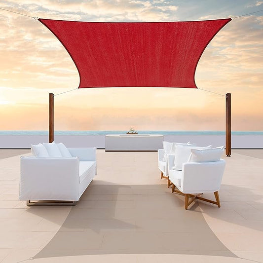 ColourTree TAPR1616 Custom Size 9' x 24' Red Sun Shade Sail Canopy UV Block UPF50 Rectangle - Commercial Standard Heavy Duty - 190 GSM - 3 Years Warranty