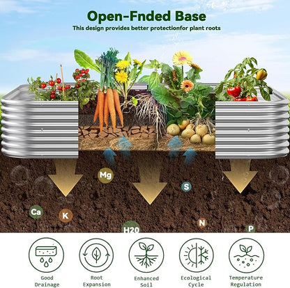 3 Pack Raised Beds for Gardening, Corrugated Galvanized Steel Raised Garden Bed, Outdoor Metal Above Ground Garden Bed for Vegetables and Flowers-3x2FT