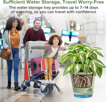 GARDIFE 2026 Upgraded Self Watering Plant Pots with Drainage Hole, 7/6.5/6/5.5/5/4 Inch Flower Planting Containers for House Plants, African Violet, Flowers, Cactus (Green, 7+6.5+6+5.5+5+4 inch)