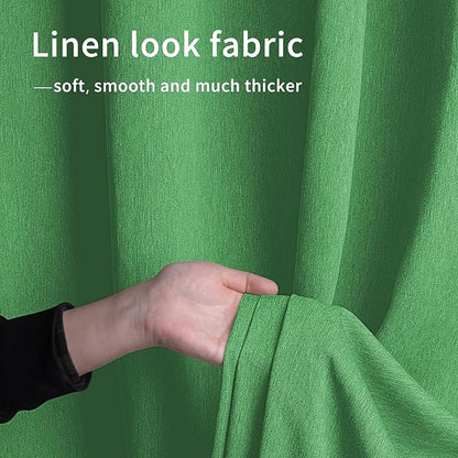 Easy-Going Linen Look Outdoor Curtains Waterproof Windproof Porch Curtains, Soft Thicken Outdoor Privacy Curtains for Patio, Gazebo, Grommet Top and Tab Bottom Drape, 1 Panel, 110x96 inch, Green