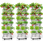 7 Tiered Strawberry Vertical Planter Tower Garden 3 Pack, Stackable Planter Herb Garden Planter with Movable Casters and Bottom Saucer Indoor and Outdoor - White