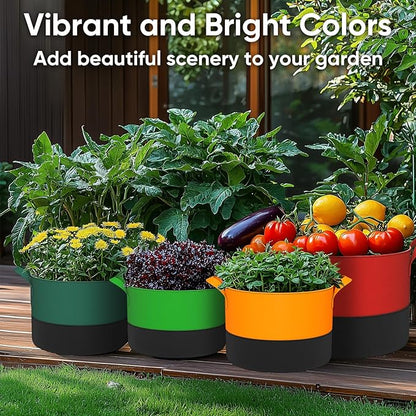 7-Gallon Grow Bags for Potato Planting: 6 Pack Heavy Duty 350G Thickened Tomato Planter Bags with Handles - Fabric Pots Felt Garden Bags for Growing Vegetable Fruit Flower Herb with 10 Plant Labels