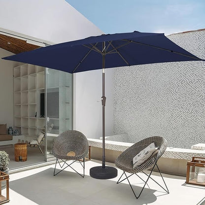 JEAREY 6.5x10 ft Rectangular Patio Umbrellas Rectangle Outdoor Umbrella with Push Button Tilt and Crank, Market Table Umbrella 6 Sturdy Ribs UV Protection for Poolside Garden Backyard Deck, Navy