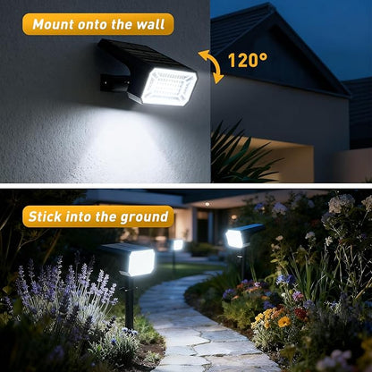 Solar Spot Lights Outdoor Waterproof IP65, [4 Pack/100 LED/4 Modes] 2-in-1 Solar Landscape Spotlights, Auto On/Off High Lumens Spot Lights for Outside Yard Garden Pathway(Cool White)