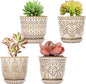 Gepege Succulent Pots, 4 Inch Small Indoor Ceramic Planter Pot with Drainage Holes and Saucers for Plants- Creamy White - Set of 4