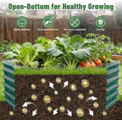 Hexagon Raised Garden Bed, 48 Inch Diagonal & 16.5 Inch Tall, Galvanized Steel Planter Box with Wave-Shaped Metal Panels for Outdoor Flower,Tree,Herb & Vegetable Garden (Dark green, 4FT X 1.5FT)