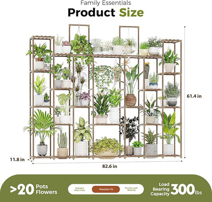 Bamworld Plant Shelf Indoor 30 Pots Large Plant Shelf Wide Tall Outdoor Plant Holder Wood for Multiple Plants Plant Rack for Living Room Garden Balcony Flower