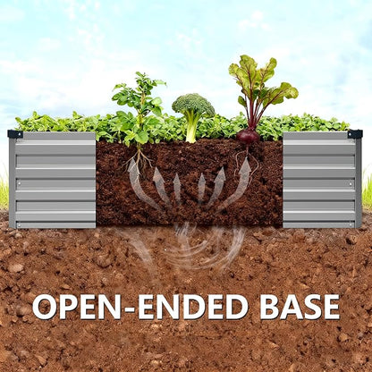 Vengarus 10x3x1FT (2 Pack) Galvanized Raised Garden Bed Kit, Outdoor Metal Planter Box for Vegetables, Rectangular Steel Container, Easy Assembly (Sliver)