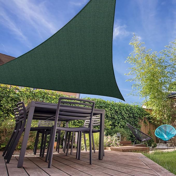 E&K Sunrise 18' x 18' x 18' Sun Shade Sail Triangle Canopy Shade Cover UV Block for Patio Backyard Garden Outdoor (Green)