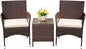 Devoko Patio Porch Furniture Sets 3 Pieces PE Rattan Wicker Chairs with Table Outdoor Garden Furniture Sets (Brown/Beige)