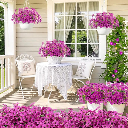 MACTING 12 Bundles Artificial Flowers for Outdoors Fake Flowers UV Resistant Faux Outdoor Plants No Fade for Planters Window Box Patio Porch Yard Garden Spring Summer Decorations(Purple)