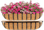 30 Inch Window Deck with Coco Liner, 30" Window Boxes Horse Trough with Coconut Coir Liner, Fence Metal Hanging Flower Planter Window Basket Deck Railing Planter Boxes for Outdoor Garden Lawn, 2pcs