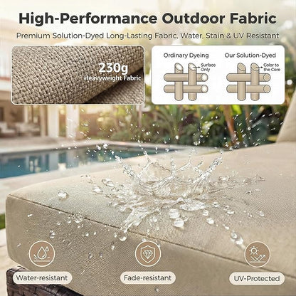 NICESOUL 6 Piece Patio Furniture Set with Firepit, 29.3'' High-Back Outdoor Sectional with Fireplace Natural Gas Propane Convertible, Comfy Deep Wide Seating Conversations for Outside, Brown