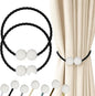 Hion Magnetic Curtain Tiebacks Black 2pcs, Curtain Tiebacks Buckles Holdbacks Holders Hooks Clip for Home Bedroom Office Decorative Curtain