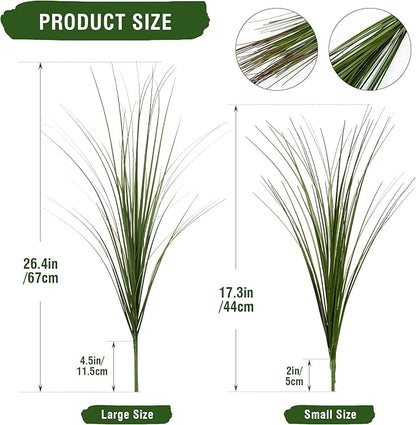 Artificial Wheat Grass Stems, 6 Pack, Green Plastic, 26.4 Inches Tall