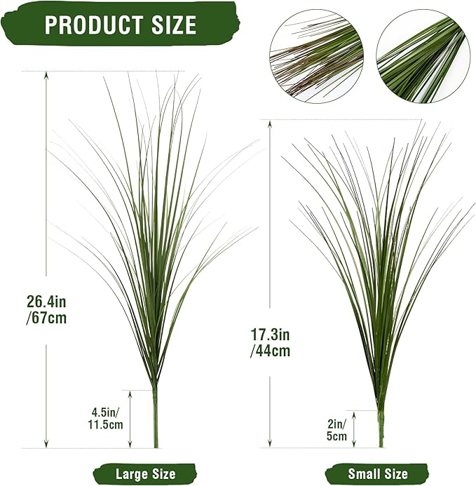 Artificial Plants Greenery, 12-Piece Green Plastic Wheat Grass, 26.4 Inch Tall