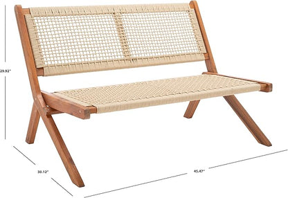 SAFAVIEH Outdoor Collection Kobina Natural Acacia Wood/Natural Rope Foldable Bench (Fully Assembled)