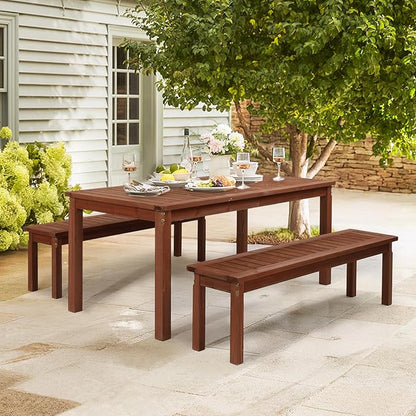 VINGLI Outdoor Wooden Bench, 62” Porch Bench Outdoor Backless Garden Bench, Small Outdoor Bench for Deck Patio Entryway (Brown, 62in)