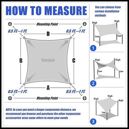 Royal Shade 10' x 20' Beige Rectangle Sun Shade Sail Canopy Outdoor Patio Fabric Screen Awning RTAPR1020 - UPF50+ 95% UV Blockage, Heavy Duty, Water & Air Permeable (We Make Custom Size)