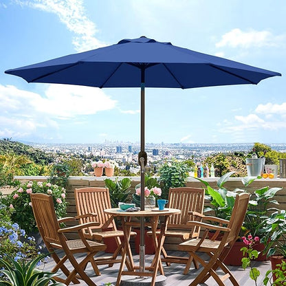 Blissun 9' Outdoor Patio Umbrella, Outdoor Table Umbrella, Yard Umbrella, Market Umbrella with 8 Sturdy Ribs, Push Button Tilt and Crank