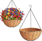 ZeeDix 2 Pack 18 Inch Large Hanging Baskets for Plants Outdoor with Coconut Liners Replacement, Hanging planters Baskets with Natural Coco Liner for Outdoor Indoor Planters Flowers Vegetables
