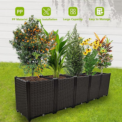 Large Planters for Outdoor Plants pots Elevated Garden Boxes Raised Garden Bed Garden Patio Balcony Deck to Planting Flowers Vegetables Tomato and Herbs
