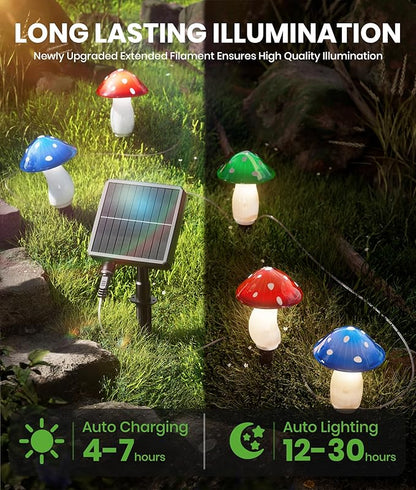 Solar Mushroom Lights Outdoor, 9 Pack 30FT Multicolor 8 Modes Solar Garden Lights, IP65 Waterproof Pathway Light Outdoor Decoration for Party, Garden, Yard, Patio, Lawn Decor (Multicolor)