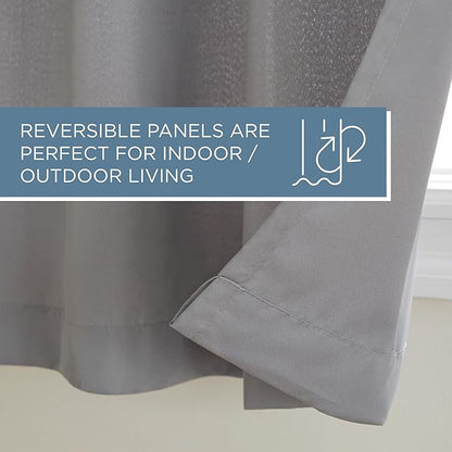 TOWN & COUNTRY BASICS Cabana Solid Heavyweight Indoor Outdoor Curtains, Light Filtering Opacity with Grommet Top, Water Repellent, 2-Pack Set, 54"x120", Medium Grey
