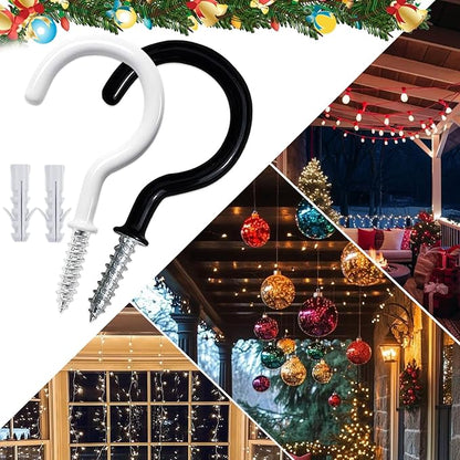 20 Pcs Ceiling Hooks for Hanging Plants - 2.9 inches Plant Heavy Duty, Hanging Hooks for Christmas Lights, Cups, Decors - White Vinyl Coated Screw in Plant Hanger Hook Indoor and Outdoor