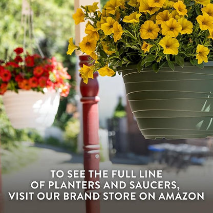 The HC Companies 11 Inch Wrapt Hanging Planters, Lightweight UV-Resistant Plastic Hanging Planters for Indoor & Outdoor Plants, 2-Pack Hanging Flower Pots for Garden, Patio & Home Decor, Black