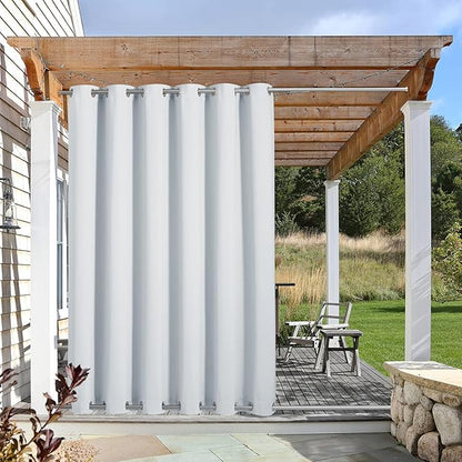 NICETOWN Outdoor Curtain with Rustproof Grommets on top and Bottom for Patio Waterproof, Windproof Privacy Outdoor Living Divider Light Blocking for Valley/Porch, 1 Pack, W84 x L84, Greyish White