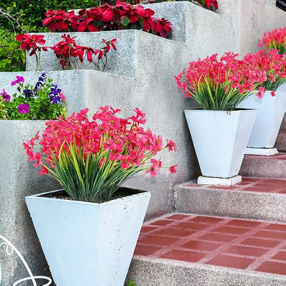Rose Red Artificial Flower Bundles, 30 Pack UV Resistant Indoor Outdoor Plants